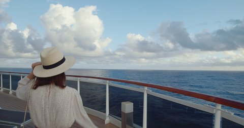 Young passenger on a cruise ship. Shot on Black Magic Cinema Camera