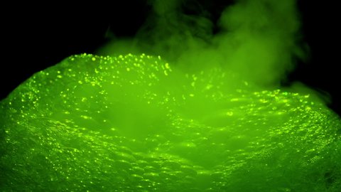 Smoky Green Liquid Bubbling And Frothing