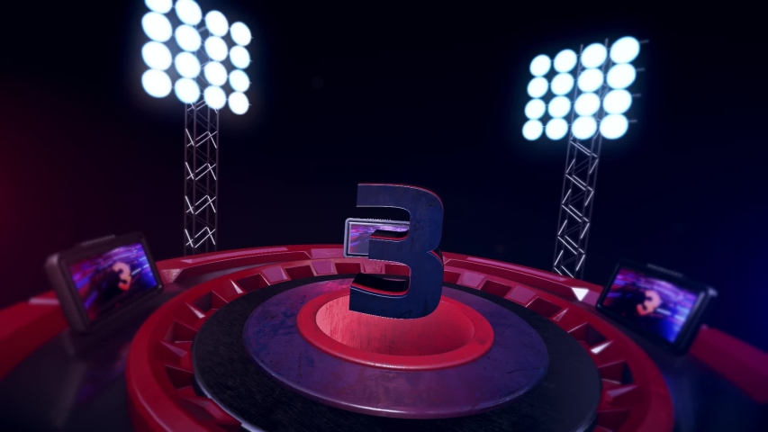 NUMBER 3, Top Ten Numbers Animation , Rendering, Background, rendering, background with opening floodlights
