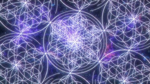 Matrix flower of live animated symbol of sacred geometry for meditation and yoga events, films about nature, maths, spirit, philosophy and universe. 