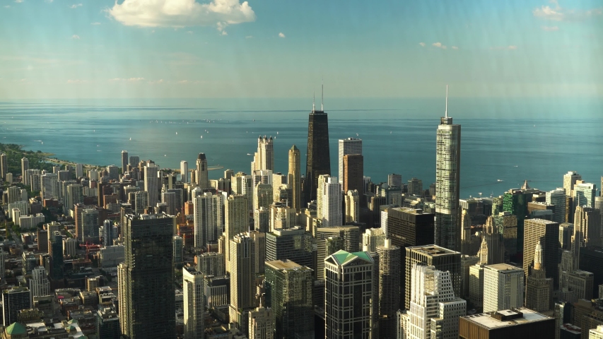 Summer Timelapse of Chicago Skyline with Lake Michigan Boats Moving