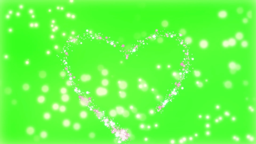 Wedding Green Screen Particles Heart Sparkle Gold Glitter Particles Background Colorful 3d Animation