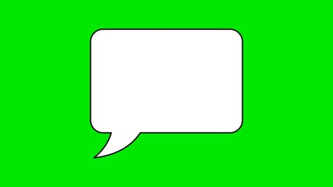 Animated white outlined speech bubble, chat balloon icon. 