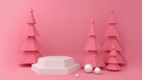 Display background for product presentation, Christmas tree 3d rendering.