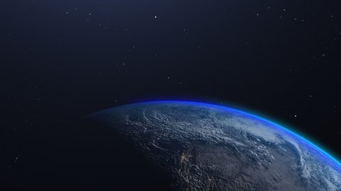 The Earth from space. Night changes to day, sunrise on the Earth. 3d animation.
