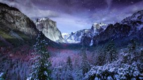 Looping snow falling background video in valley. on mountain forest snowfall video.  - Powered by Shutterstock - Get 15% off with code: PIKWIZARD15