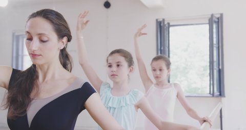 Ballet Teacher Teaching Little Girls Ballet Stock Footage Video (100% ...