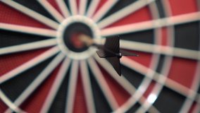 A dart board sport close up, goals and targeting concept. Dart close-up in the center of the target. - Powered by Shutterstock - Get 15% off with code: PIKWIZARD15