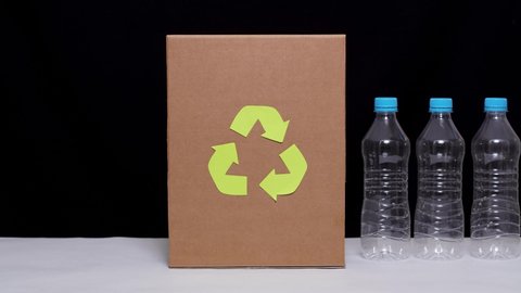 
illustrative example of recycling plastic waste in stop motion
