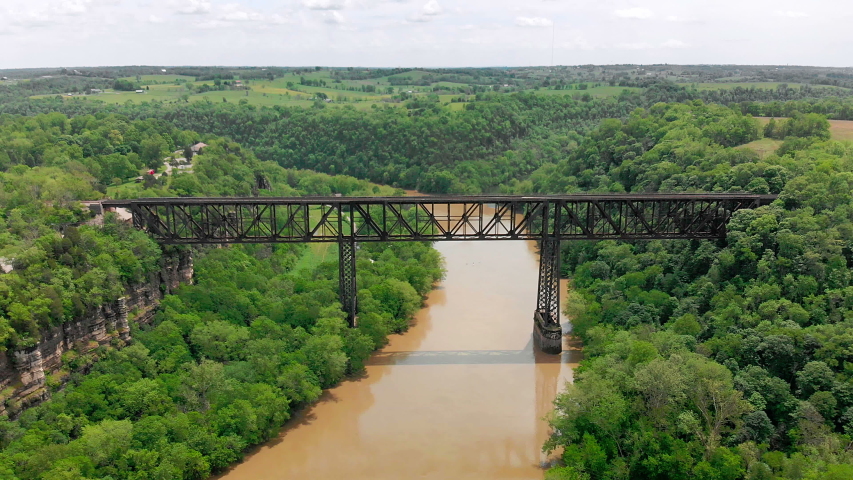 Aerial view of High Bridge railroad trestle in Kentucky
