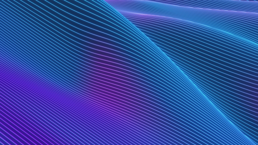 Loop animation. Abstract colorful wavy background in bright neon purple, blue colors. Modern colorful fluorescent wave. Amazing seamless geometric design. 4K template for show, concert, award ceremony