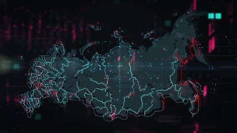 Motion graphics map of Russia. Epidemic across the country. Suitable for mapping outbreaks of diseases, epidemics, the spread of crisis situations, emergency events