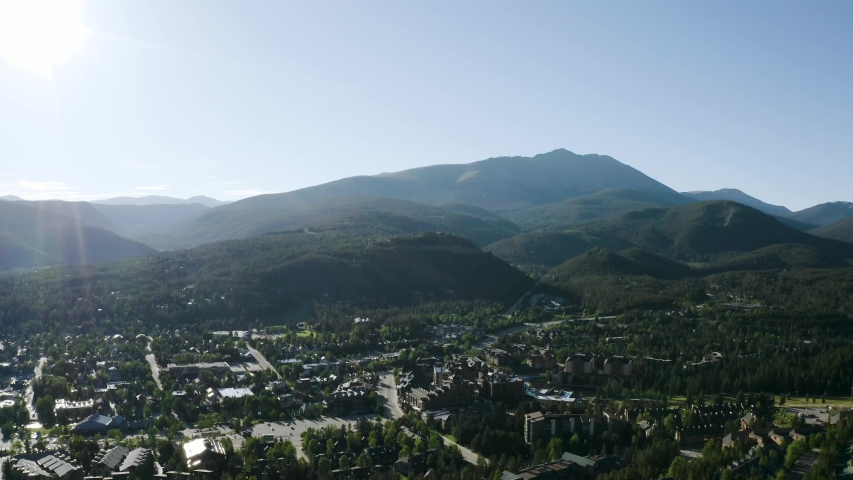 4k Drone footage - Beautiful Breckenridge Colorado. A quiet ski town in the Rocky Mountains.	
