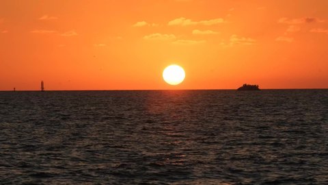 boat on the sunset horizon