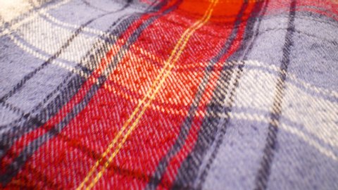 Plaid pattern flannel fabric, close up