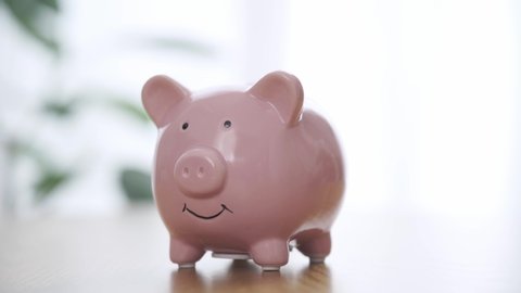 Putting money in piggy bank