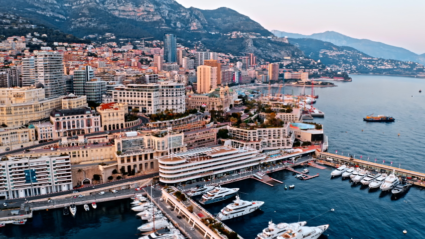 Drone view of Monaco Marina from above | Shutterstock HD Video #1056383786