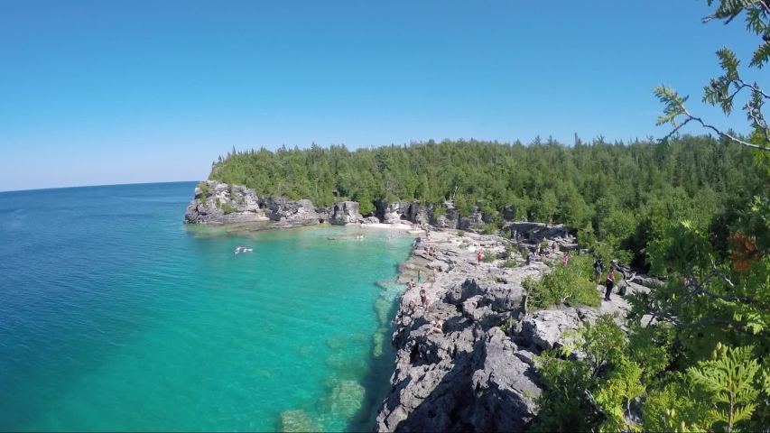 Bruce peninsula national park Ontario Canada Lake Huron Royalty-Free Stock Footage #1056389318