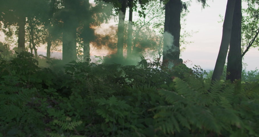 Group of soldiers protecting front line and conducting complex military action