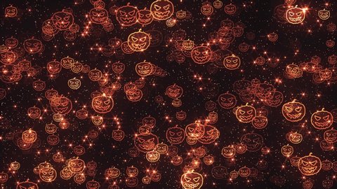 Стоковое видео: Halloween Pumpkins Background. Flying halloween pumpkin icons.