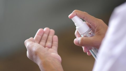 Coronavirus. Prevention. Hand sanitizer. Hand sanitizer spray. Measures to prevent the spread of the covid-19 virus.Alternative to hand washing.