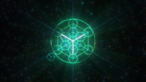 Platonic Solids Magic animated symbols of sacred geometry for meditation and yoga events, trance festival, films about nature, maths, spirit, philosophy and universe. 