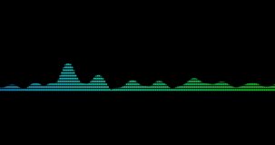 Audio waveform equalizer on black background loop animation footage. Music or sound wave footage.