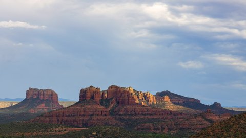 4K Time Lapse of Cathedral Rock and with clouds and blue skies in Sedona, Arizona.