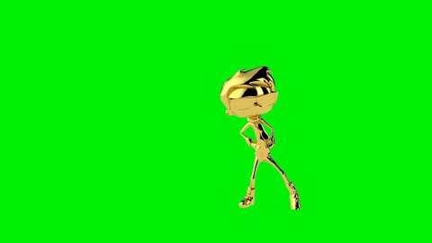 Golden boy doing a gangnam dance seamless loop, Green Screen