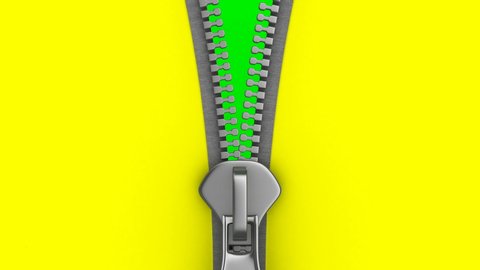 Opening zipper. Isolated 3d render