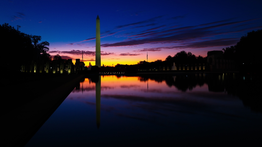 Washington Monument in Washington DC Sunrise Timelapse