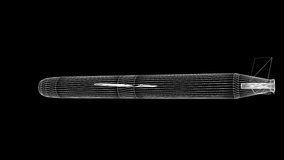 4K footage of 360 rotating white line wireframe Missile isolated on the black background with alpha channel for overlay design or screen blending video editing hologram or futuristic hud elements - Powered by Shutterstock - Get 15% off with code: PIKWIZARD15
