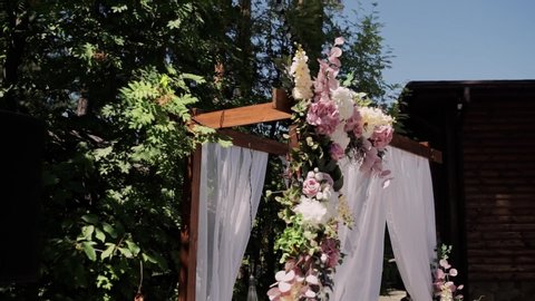  arch for wedding ceremony with flowers close up
