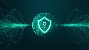 Cyber security concept. Shield With Keyhole icon on digital data background. Illustrates cyber data security or information privacy idea. Blue abstract hi speed internet technology. - Powered by Shutterstock - Get 15% off with code: PIKWIZARD15