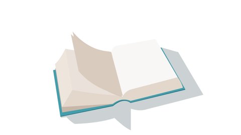 Cartoon book with empty pages opening and  closing