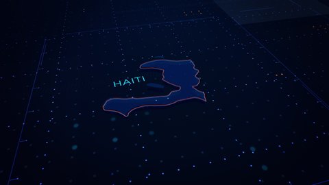 3d render of Haiti map. Camera flying through digital space. 