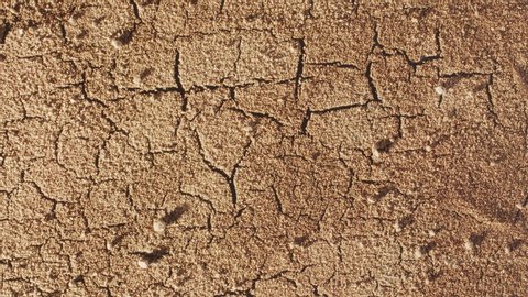 Cracked soil in a desert drying out, timelapse, two shots of cracked ground draining, cracked earth, Global warming