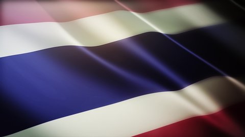 4k Thailand National flag slow waving with visible wrinkles in Thai wind blue sky seamless loop background.A fully digital rendering,animation loops at 40 seconds,smooth texture. 