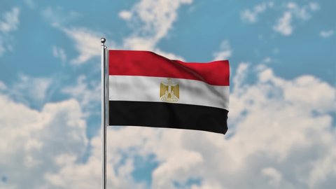 Egypt flag waving in the blue sky realistic 4k Video.