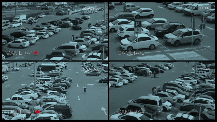 POV From a Security Cameras on the Parking Royalty-Free Stock Footage #1056582953