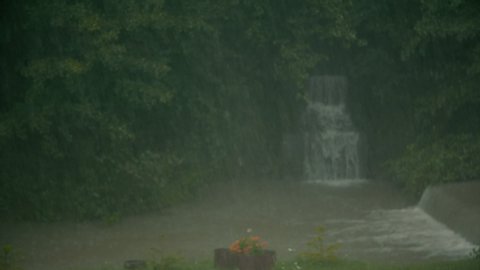 Rain over a river slowmo