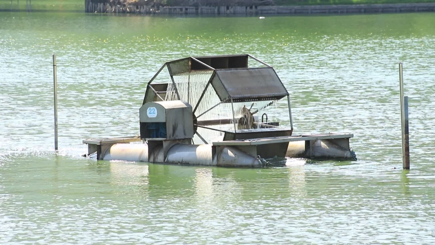 water turbine  in th e lake.