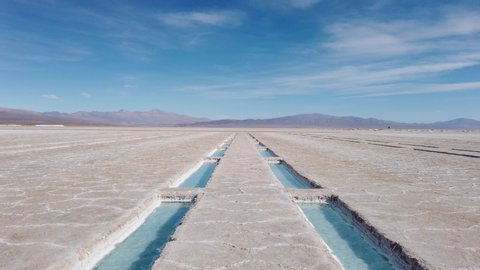 Beautiful view of the Salinas Grandes Salt Desert in Argentina in 4K