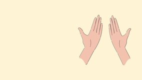 Washing hands. Wash your hands. Two hands with water and soap foam. Concept of hygiene importance during Covid-19 pandemic worldwide. Motion graphic, animation in 2d flat style