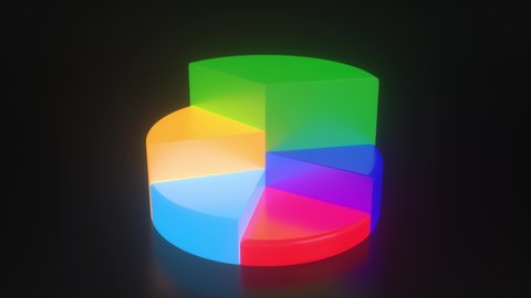 Isometric cycle diagram for infographics. 3D Pie chart with 5 parts and different colors. Business Template. Black background. For graph, report, presentation, brochure, web design. 3d 4K animation 库存视频