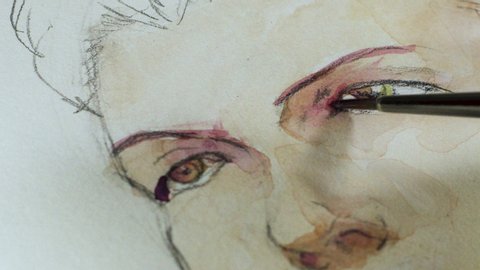 Watercolor Painting, Painting eyes details