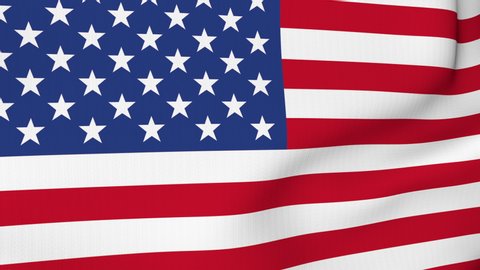 USA American flag waving in the wind. America strong. 4K 3D Animation.