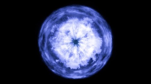Blue portal explosion in space. 3D animation of shock wave in outer space