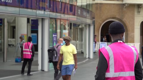 People wearing face mask at Kings Cross Station, London, UK. 24/07/20