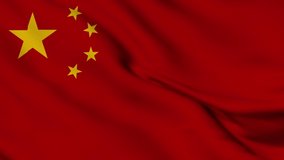 Chinese flag waving in the wind. National flag of China. seamless loop animation video. motion graphics